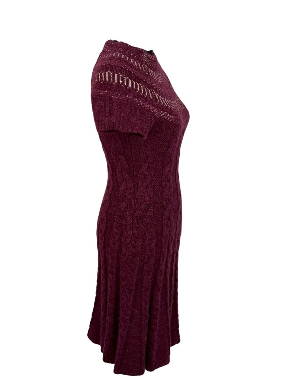 NWT Free People Dark Cherry Sequin Fit & Flare Sweater Dress | Mob Wife Coquette - Picture 7 of 16
